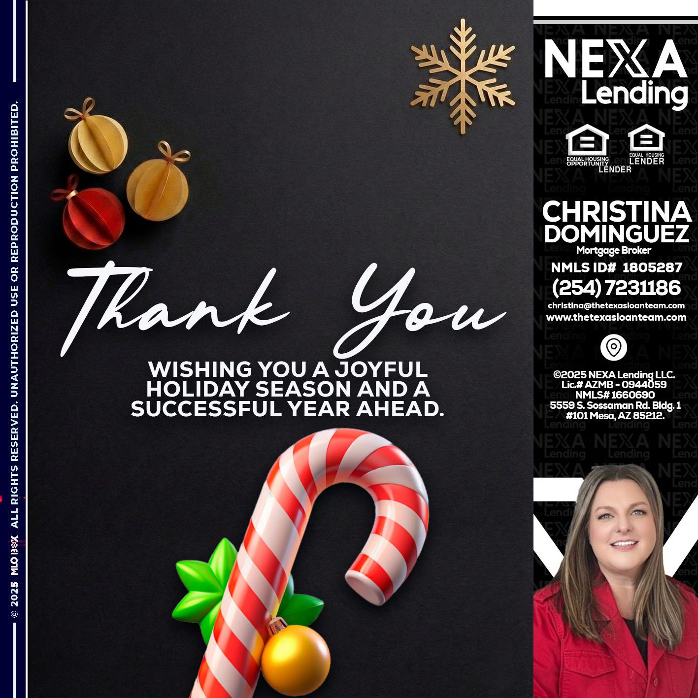 THANK YOU - Christina Dominguez -Mortgage Broker