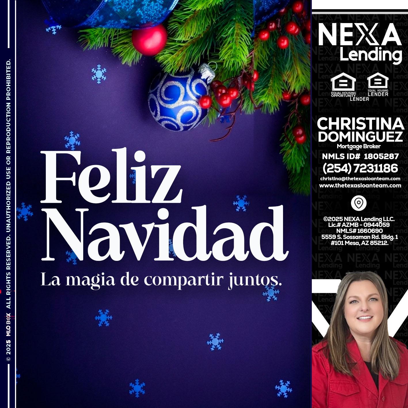 FELIZ NAVIDAD - Christina Dominguez -Mortgage Broker