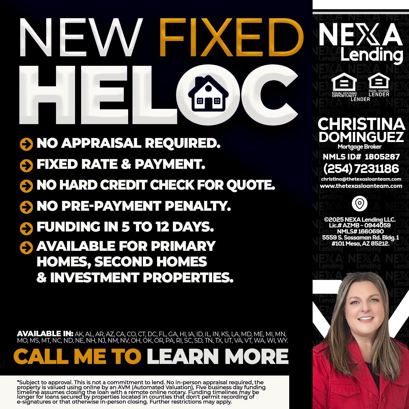 HELOC - Christina Dominguez -Mortgage Broker