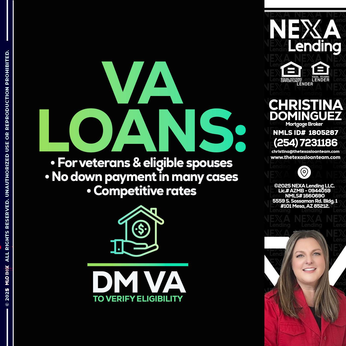 VA LOANS - Christina Dominguez -Mortgage Broker