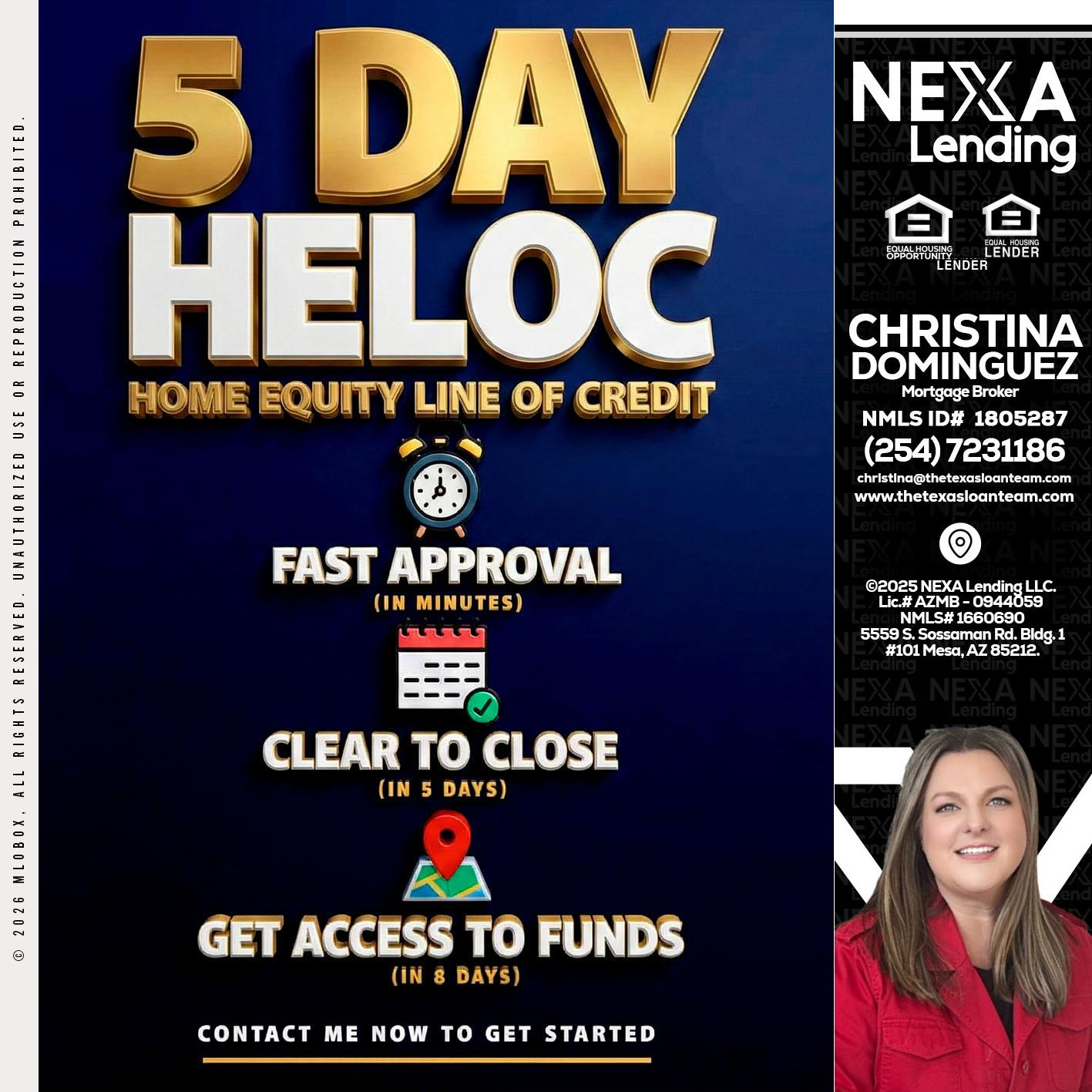 5 day hello - Christina Dominguez -Mortgage Broker