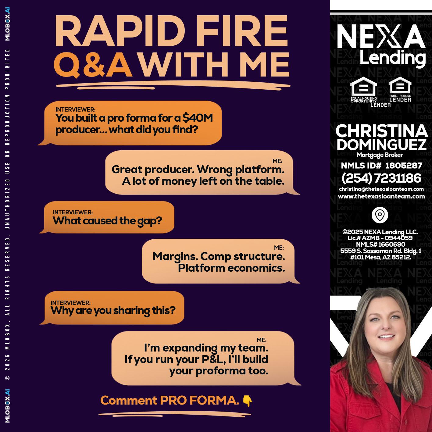 RAPID FIRE - Christina Dominguez -Mortgage Broker
