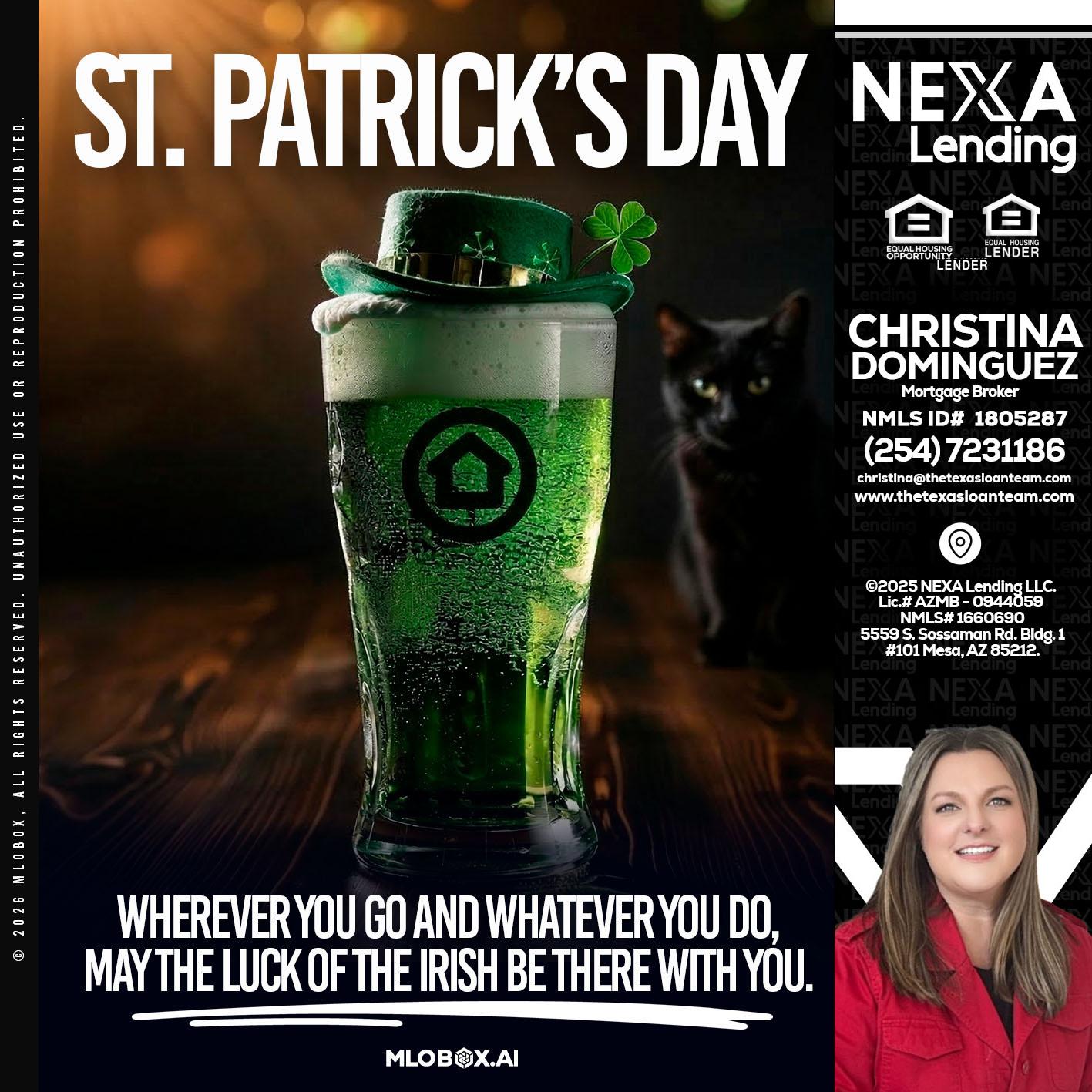 st. Patricks day - Christina Dominguez -Mortgage Broker