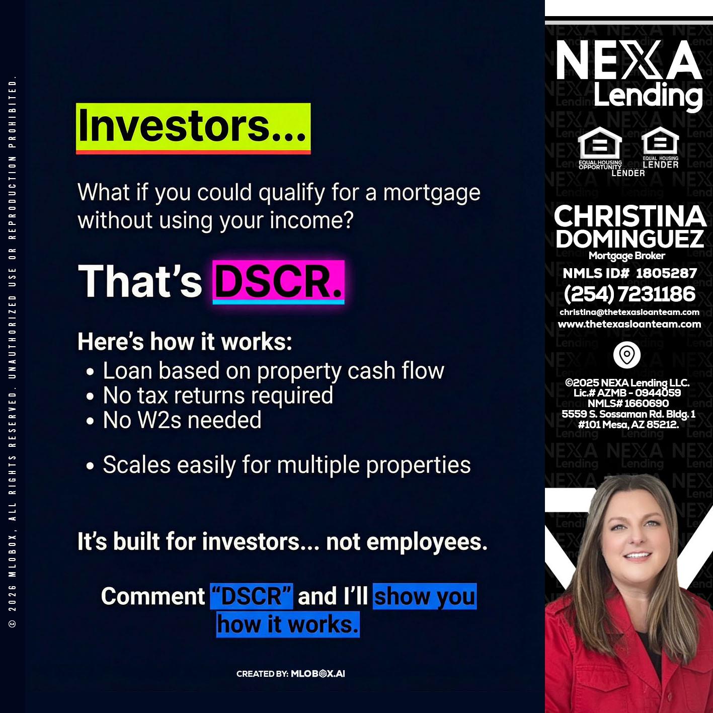 INVESTORS - Christina Dominguez -Mortgage Broker