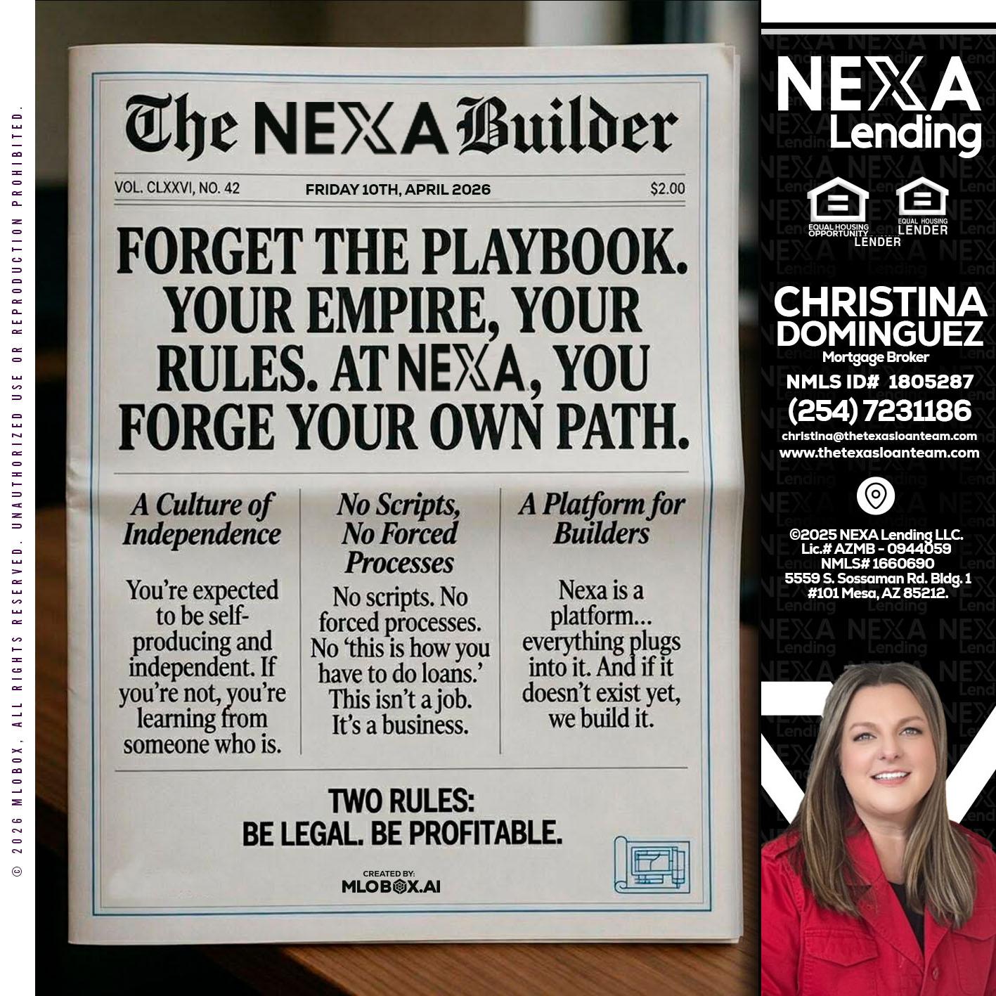 THE NEXA BUILDER - Christina Dominguez -Mortgage Broker