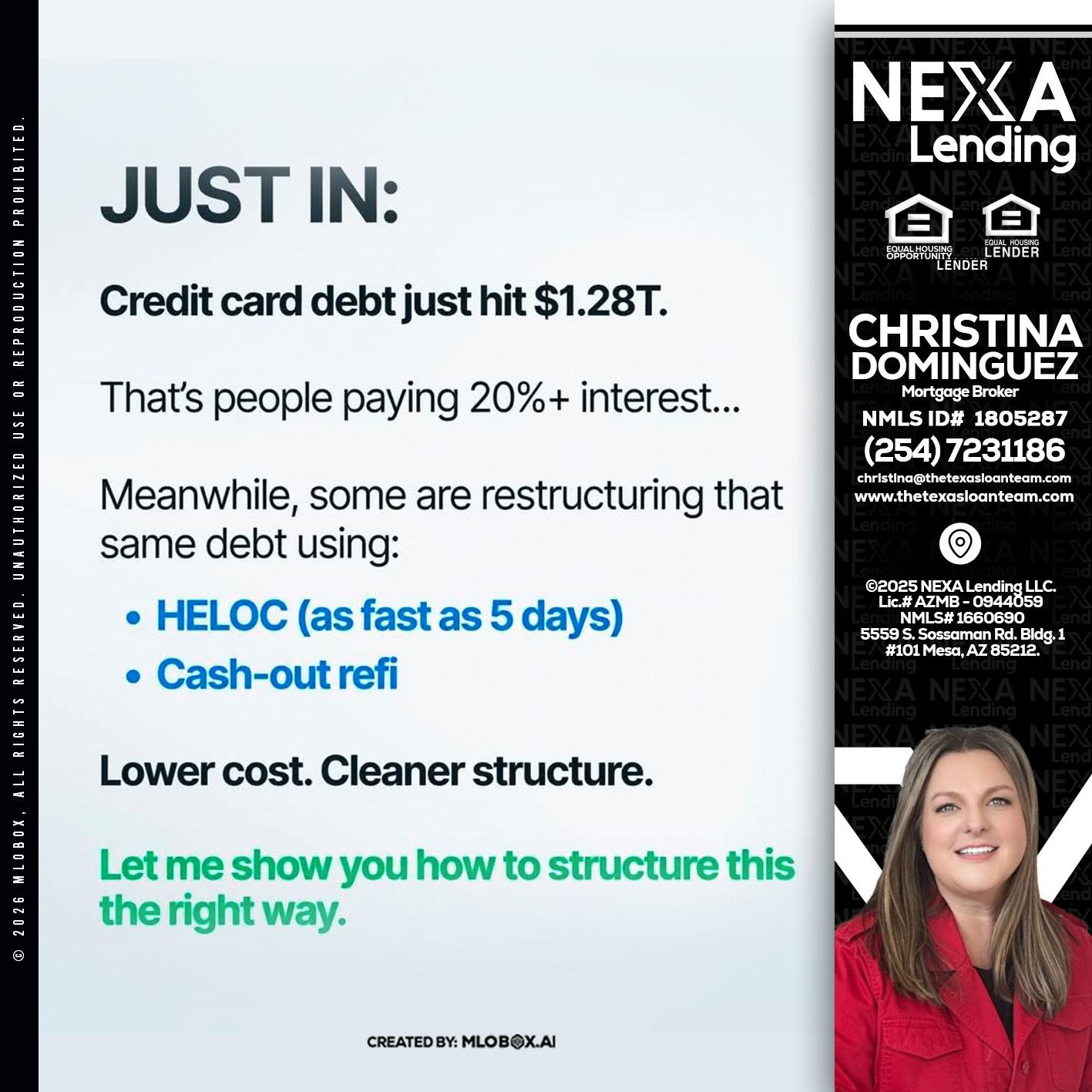 JUST IN - Christina Dominguez -Mortgage Broker