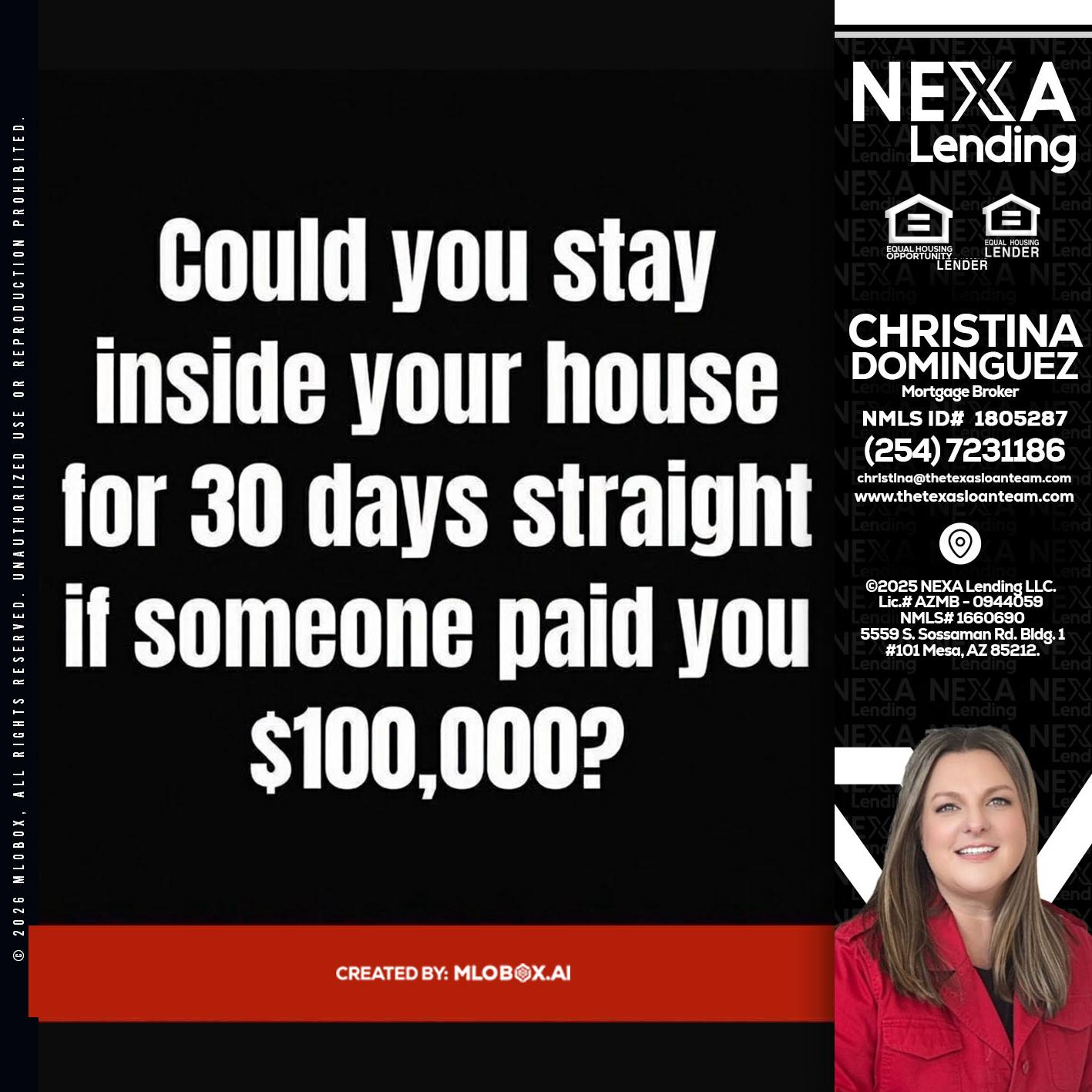 COULD YOU STAY - Christina Dominguez -Mortgage Broker