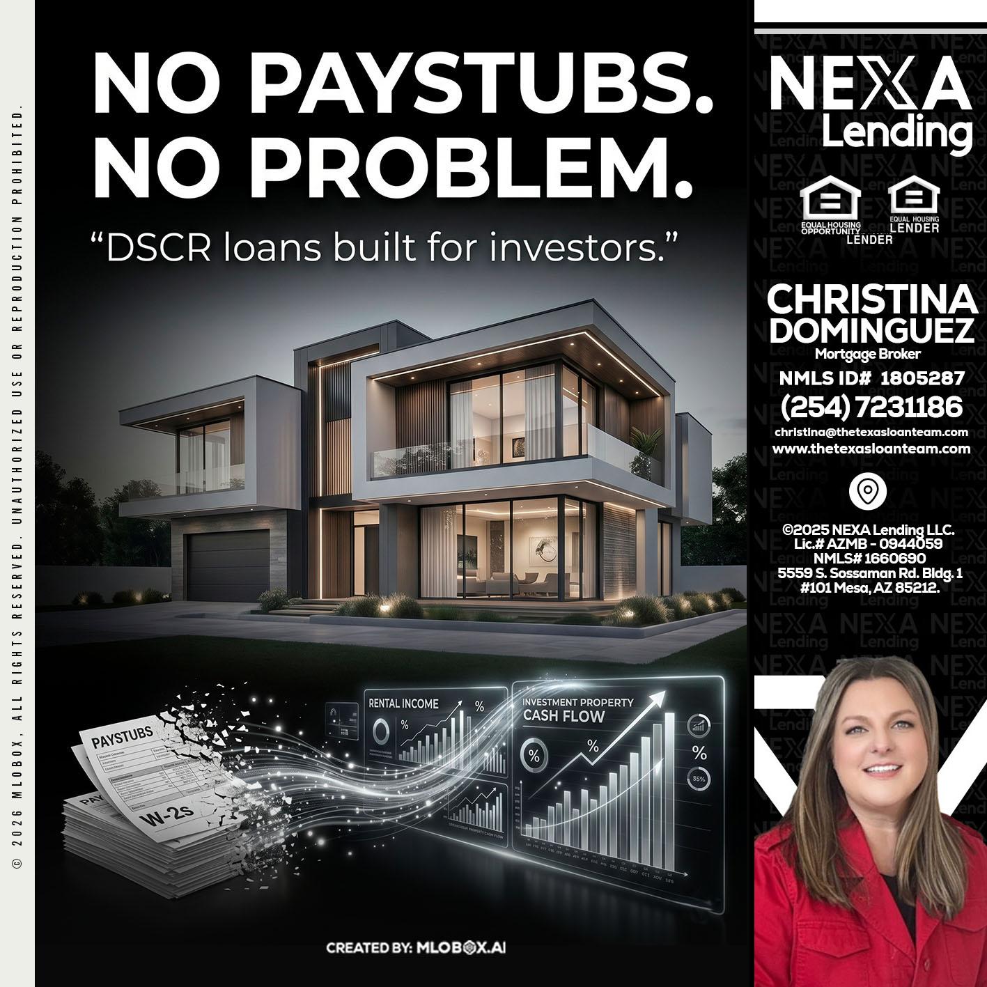 no paystub - Christina Dominguez -Mortgage Broker