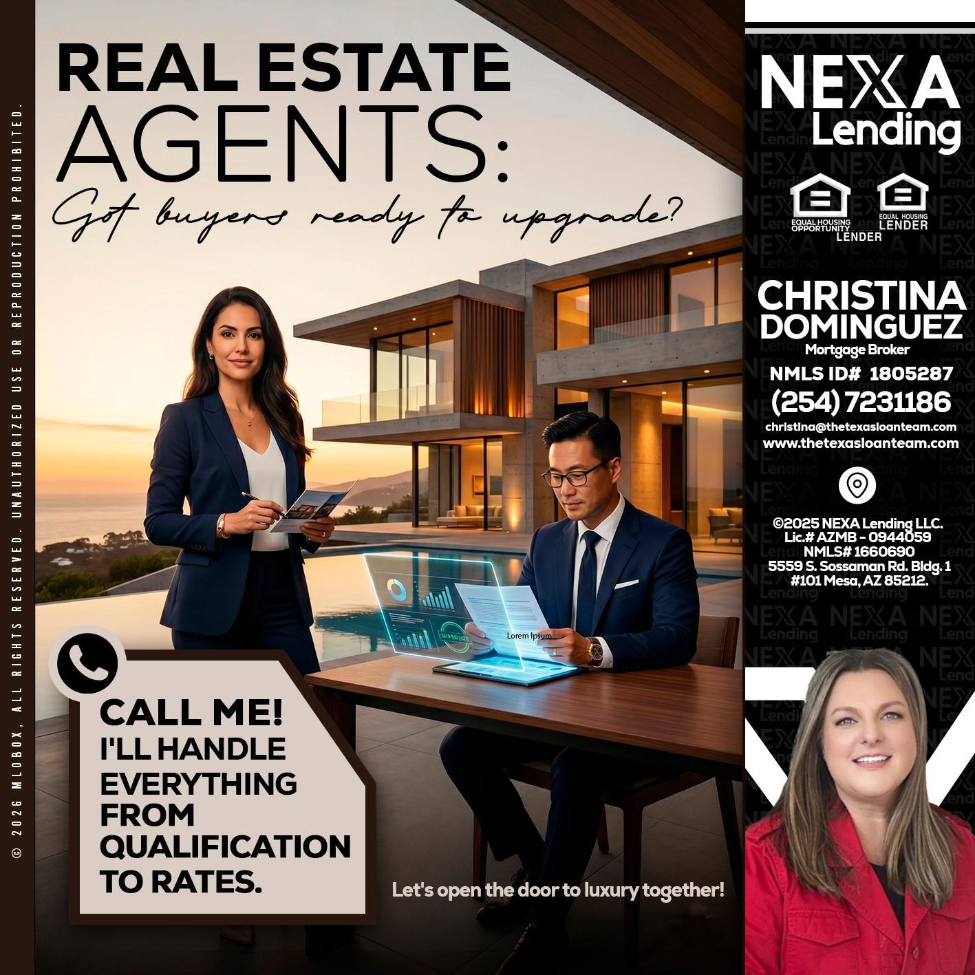 REAL ESTATE AGENTS - Christina Dominguez -Mortgage Broker