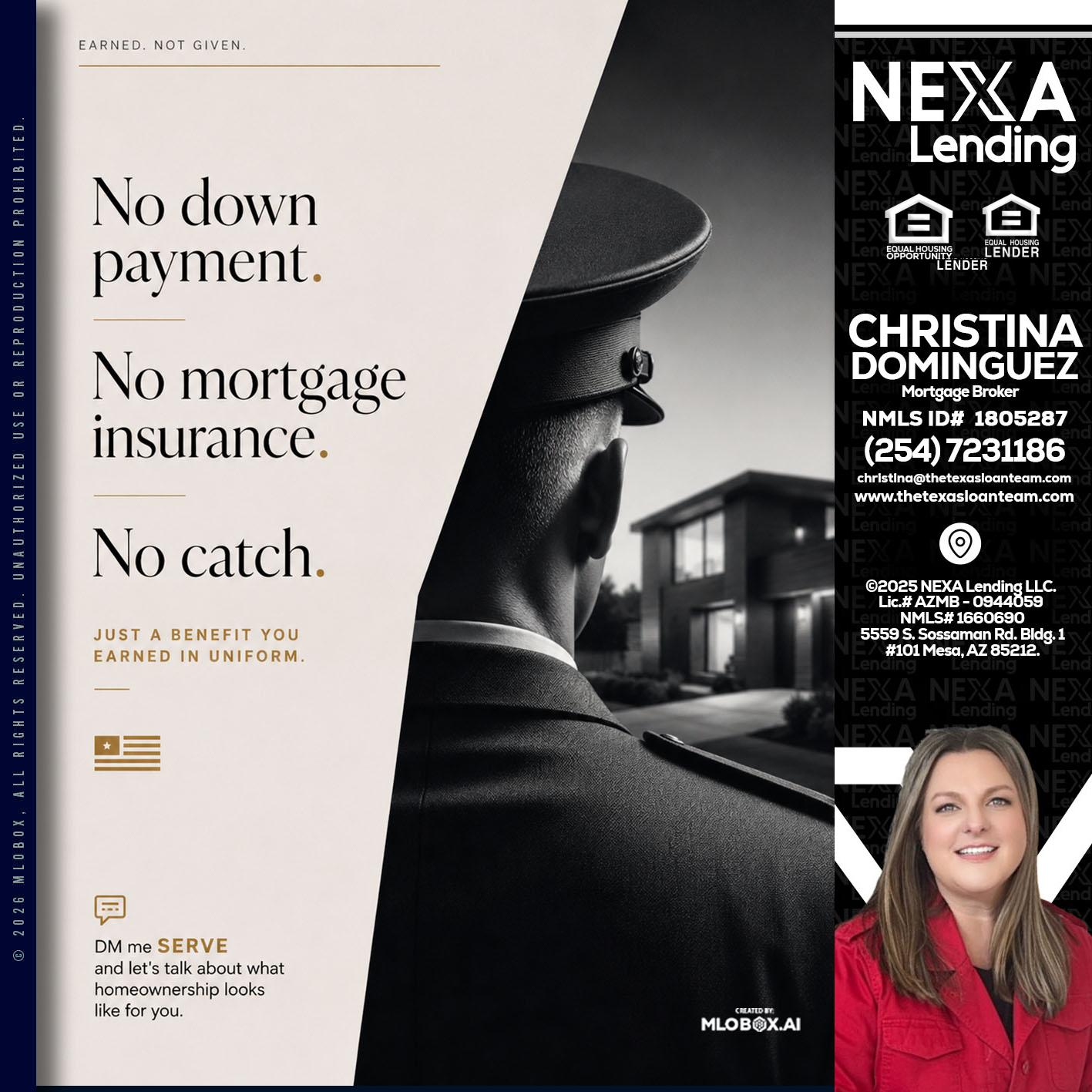 NO DOWN PAYMENT - Christina Dominguez -Mortgage Broker