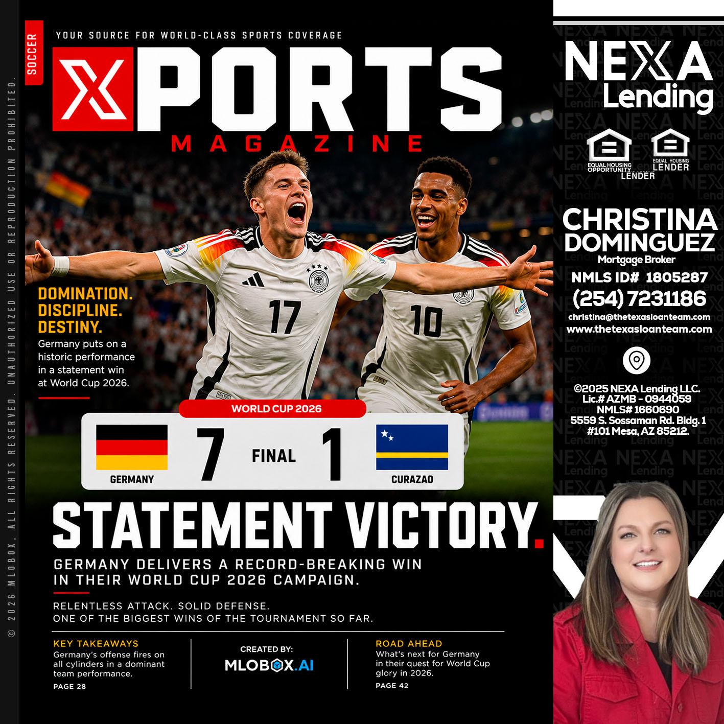 GERMANY VS CURASSAO (7-1) - Christina Dominguez -Mortgage Broker