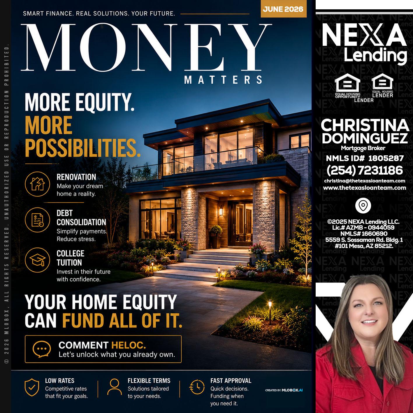 MONEY MATTERS - Christina Dominguez -Mortgage Broker