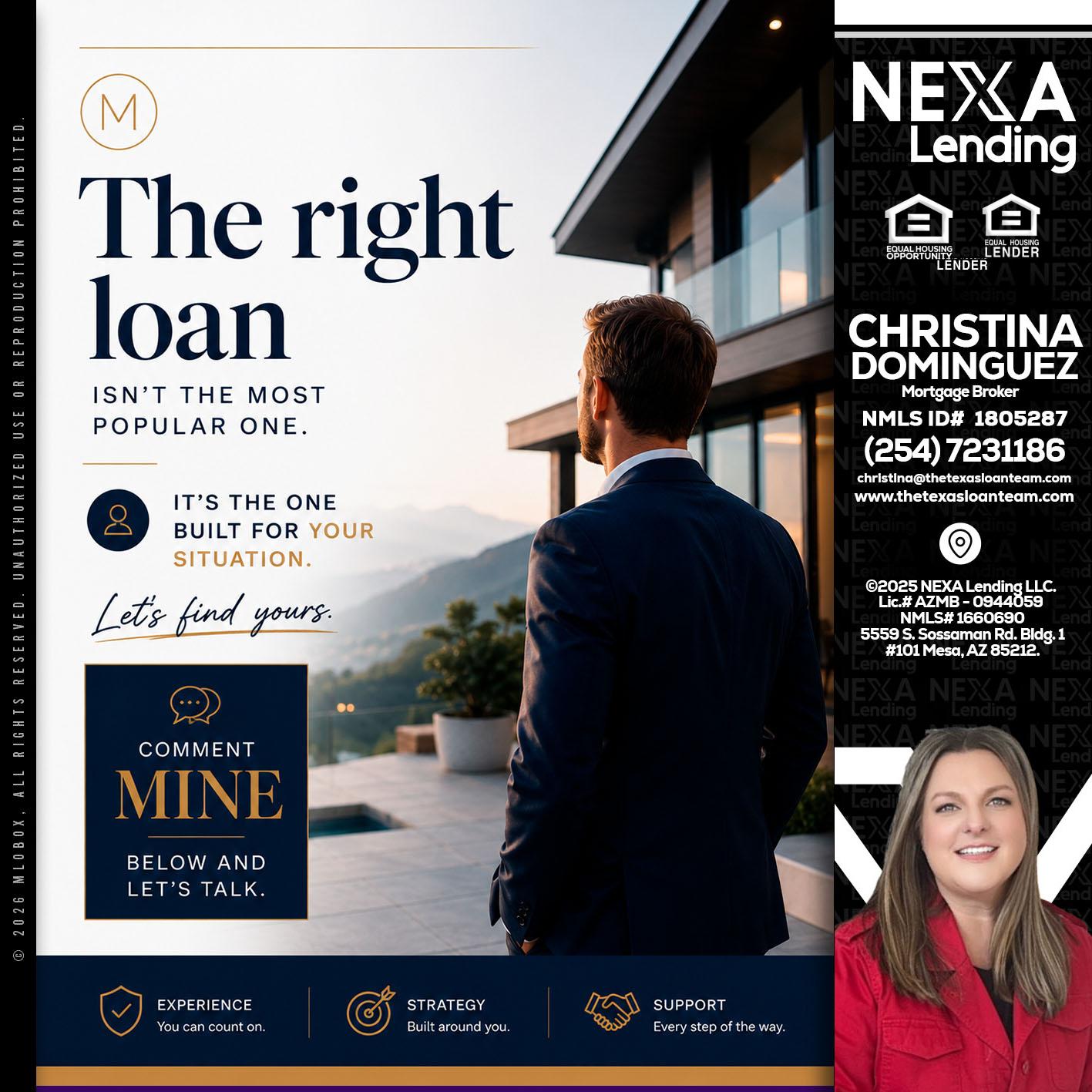 THE RIGHT LOAN - Christina Dominguez -Mortgage Broker