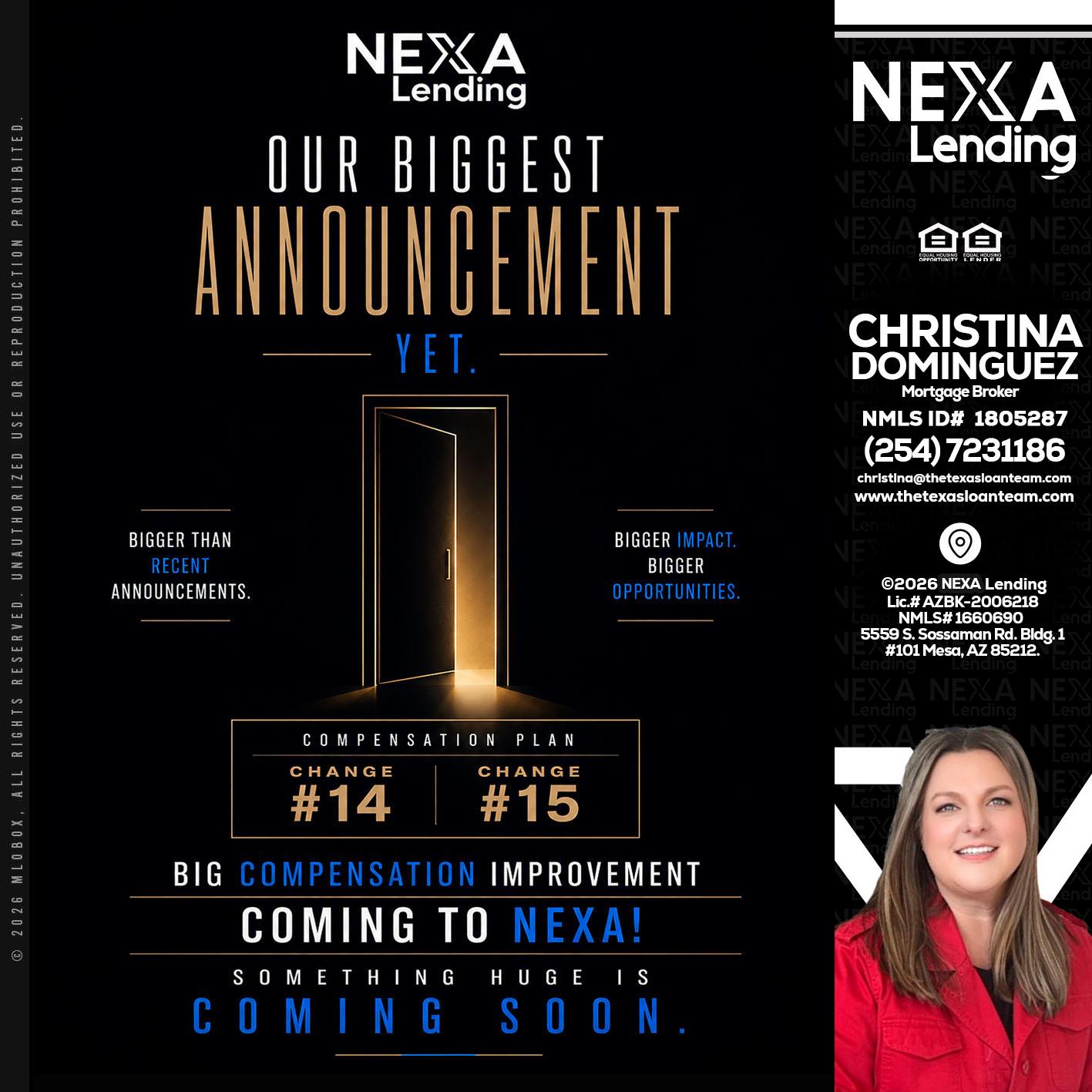 ANNOUNCEMENT - Christina Dominguez -Mortgage Broker