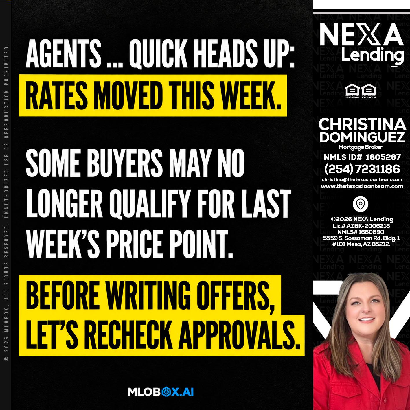 AGENTS QUICK - Christina Dominguez -Mortgage Broker