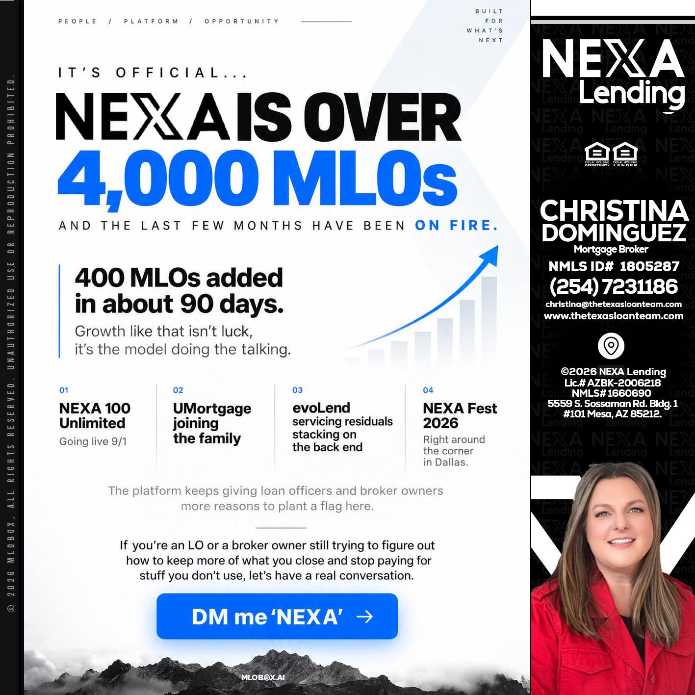 NEXA IS OVER 4000 MLOs - Christina Dominguez -Mortgage Broker