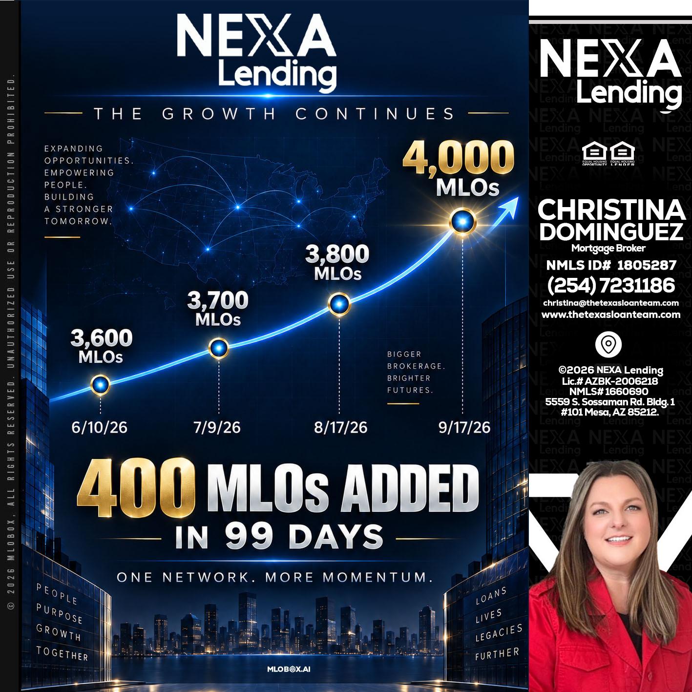 NEXA Lending 4000 MLOs - Christina Dominguez -Mortgage Broker